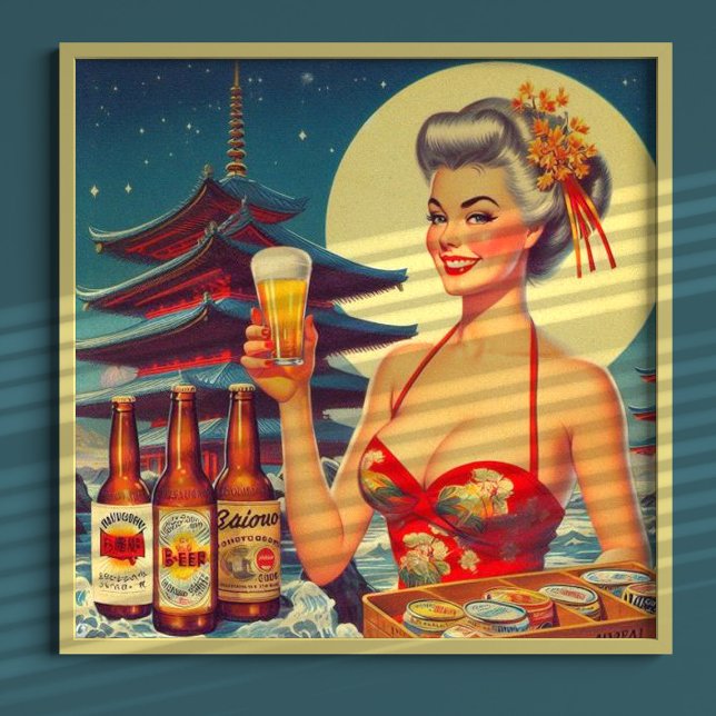 Affiche Retro Oriental Beer Girl (Créateur téléchargé)