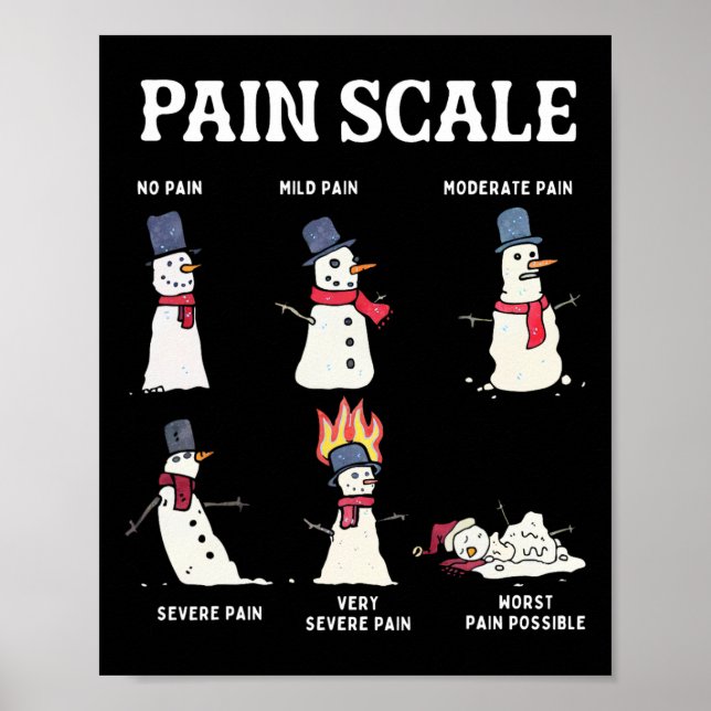 Affiche Retro Pain Scale Snowman Trauma Nurse Christmas Nu (Devant)