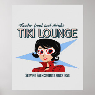 Affiche Retro Palm Springs Tiki Lounge Imprimer sur Brown