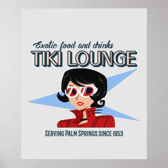 Affiche Retro Palm Springs Tiki Lounge Imprimer sur Brown (Devant)