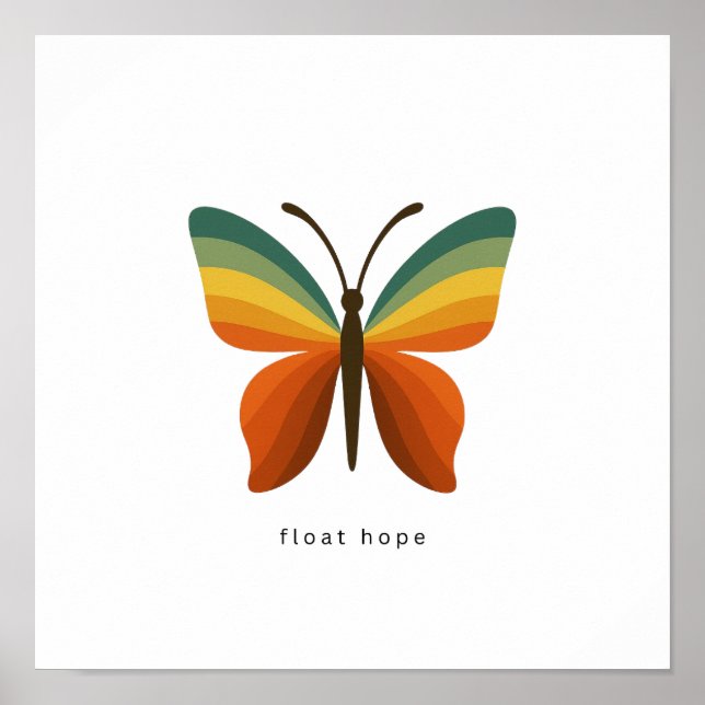 Affiche rétro papillon arc-en-ciel Float Hope 12x1 (Devant)