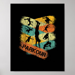 Affiche Retro Parkour pour les garçons Silhouette Vintage 