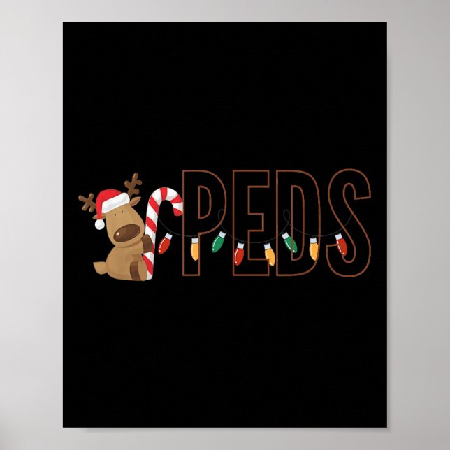 Affiche Retro Pediatrics Christmas Lights Reindeer Peds Nu (Devant)