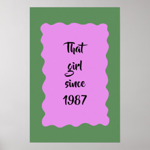 Affiche Rétro personnalisé Cette fille depuis 1987 Typogra