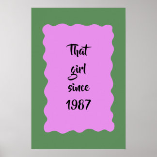 Affiche Rétro personnalisé Cette fille depuis 1987 Typogra