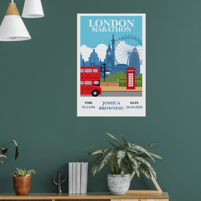Affiche rétro personnalisée du Marathon de Londres (Salon 1)