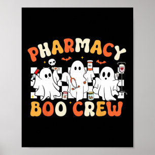 Affiche Retro Pharmacie Boo Crew Ghost Pharmacist Tech Hal