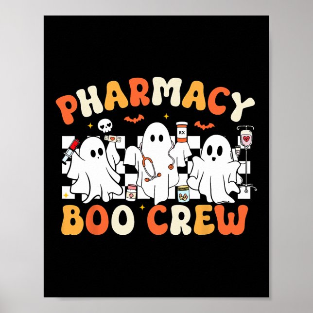 Affiche Retro Pharmacie Boo Crew Ghost Pharmacist Tech Hal (Devant)