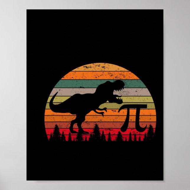 Affiche Retro Pi Day 3.14 Dinosaur Funny Pi Day Math Toddl (Devant)