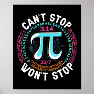 Affiche Rétro Pi Day Mathematical Can't Stop Wont Stop Pi