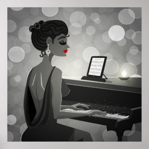 Affiche Retro Piano Player