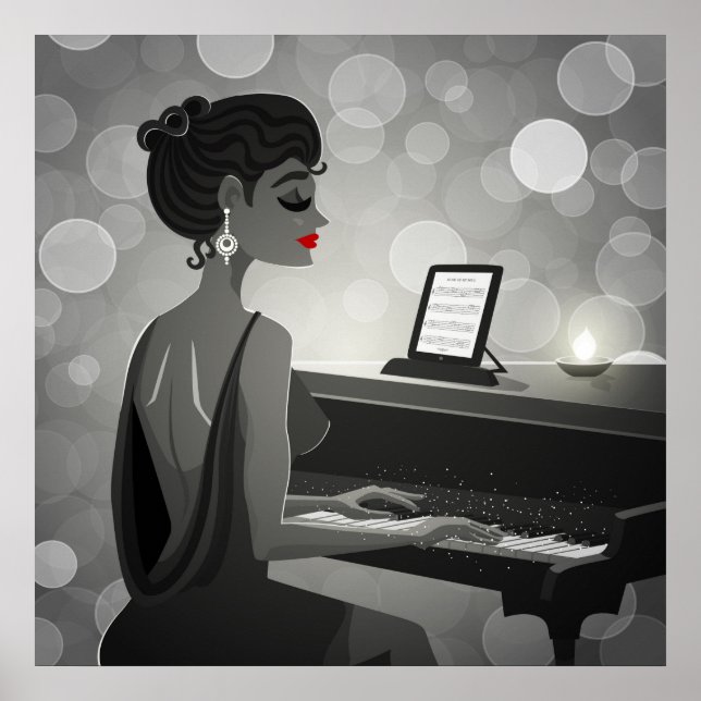 Affiche Retro Piano Player (Devant)