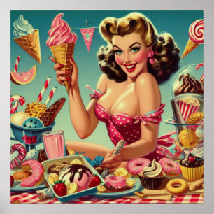 Affiche Retro Pin à bonbons