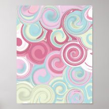 Retro Pink and Mint Green Spiral Geometric Pattern