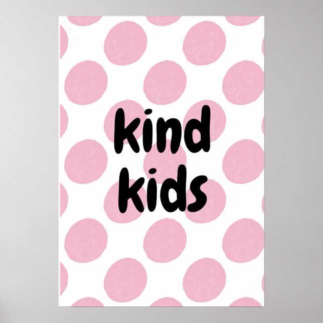 Affiche Retro Pink Polka Dot Pattern Modern Nursery Print (Devant)