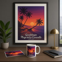 Affiche rétro Plage de La Caravelle Guadeloupe