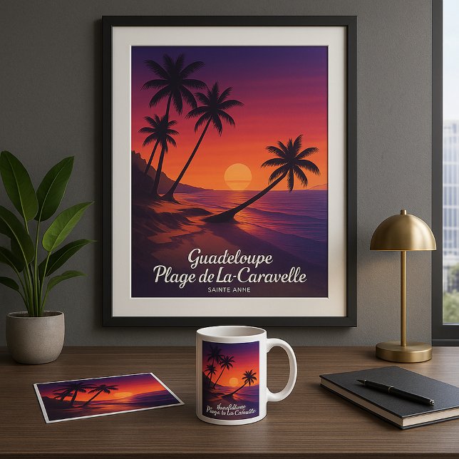 Affiche rétro Plage de La Caravelle Guadeloupe (Créateur téléchargé)