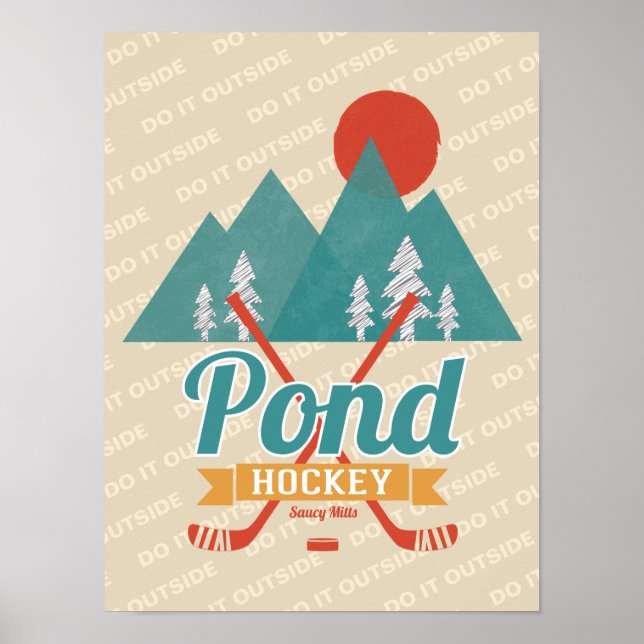Affiche Retro Pond Hockey le faire dehors (Devant)