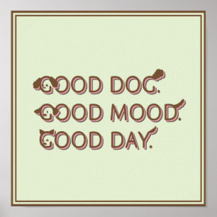 Affiche Rétro Poodle Bon Chien Bonne Humeur Typographie de