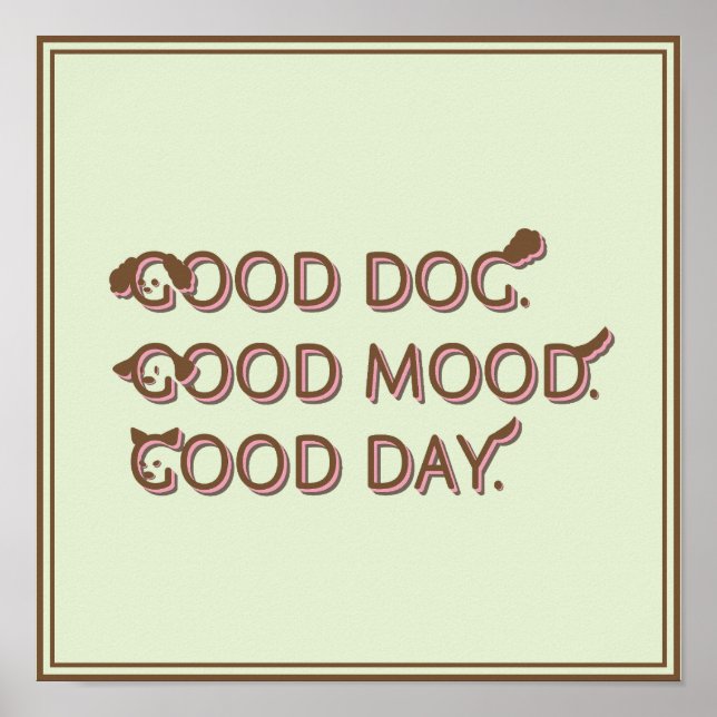Affiche Rétro Poodle Bon Chien Bonne Humeur Typographie de (Devant)