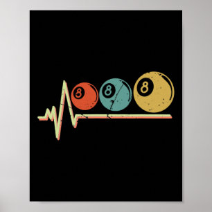 Affiche Retro Pool Player Cadeau Billard Ll Heartbeat