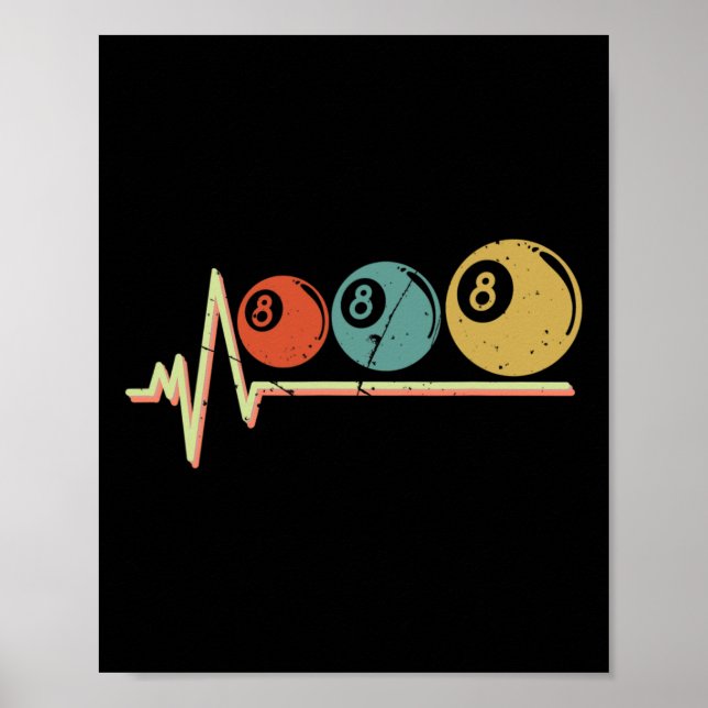 Affiche Retro Pool Player Cadeau Billard Ll Heartbeat (Devant)