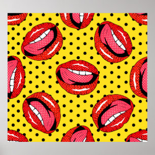 Affiche Retro Pop Art : Badges de patchs de dessin
