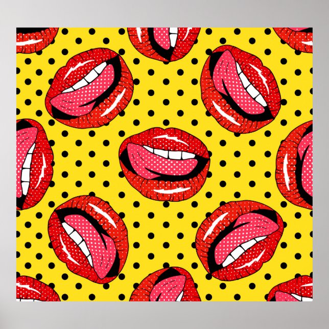 Affiche Retro Pop Art : Badges de patchs de dessin (Devant)
