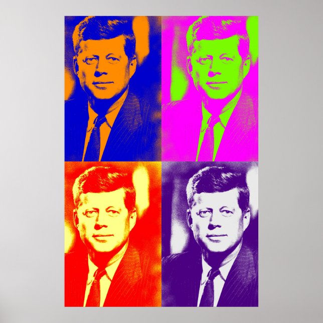 Affiche Retro Pop Art JFK John F. Kennedy (Devant)
