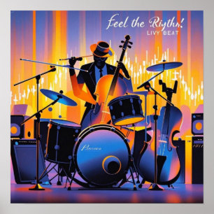 Affiche Retro Pop Instruments de musique Abstraits dramati