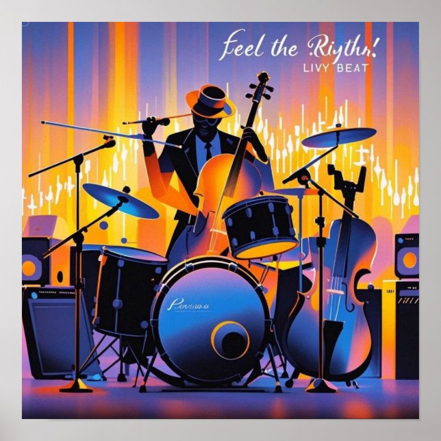 Affiche Retro Pop Instruments de musique Abstraits dramati (Devant)
