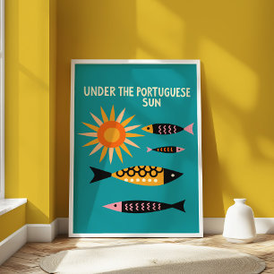 Affiche Retro Portugal Sardines Vintage voyage de poisson