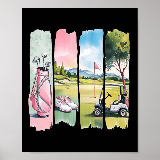 Affiche Retro Preppy Golf Golfeuses Filles Enfants (Devant)