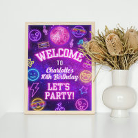 Retro Preppy Smile Y2K Face rose Neon Glow Party