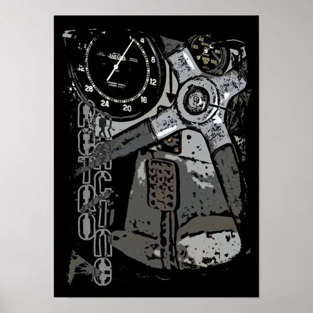 Affiche Retro Racing Oldtimer Détails Design graphique (Devant)