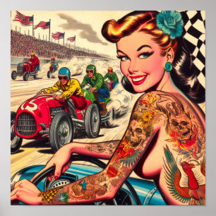 Affiche Retro Racing Pin-up
