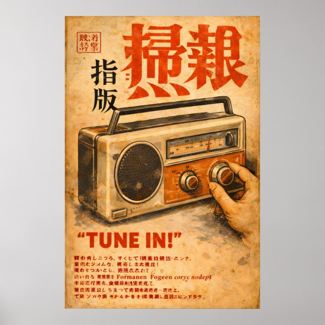 Affiche Rétro Radio Japonaise, Diffusion Vintage (Devant)