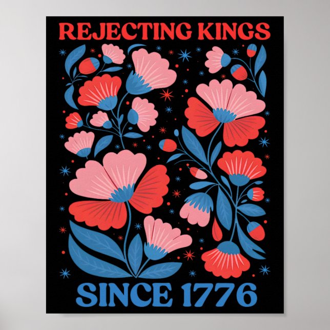 Affiche Retro Rejecting Kings Since 1776 Boho Floral Women (Devant)