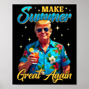 Affiche Retro Rendre l'été grand à nouveau Donald Trump ét
