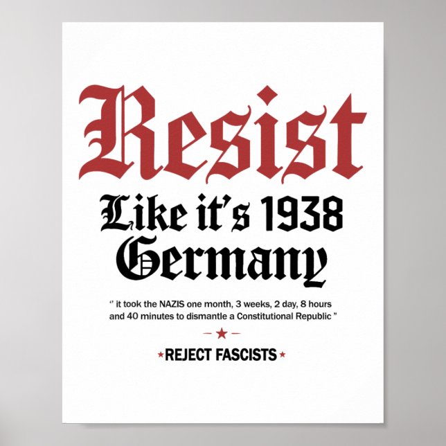 Affiche Rétro Résiste Comme Son Allemagne De 1938 (Devant)