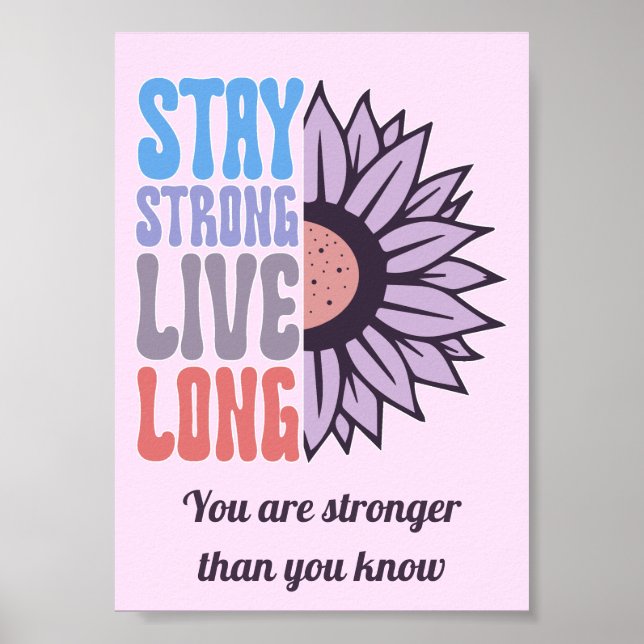 Affiche Rétro Reste Fort Vis Longtemps Tournesol Positif (Devant)