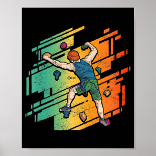 Affiche Retro Rock Climbing Bouldering Mountain Climbing 
