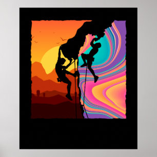 Affiche Retro Rock Climbing Bouldering Wall