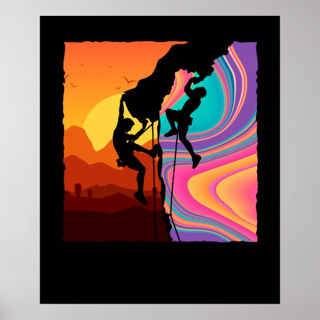 Affiche Retro Rock Climbing Bouldering Wall (Devant)