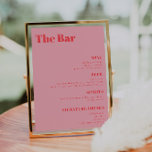 Affiche Retro Rose tendance Mariage Boissons Menu Bar<br><div class="desc">Le bar est ouvert ! Menu Chic Mariage Bar Signez avec une typographie d'inspiration rétro et une touche de vintage - un menu de boissons noir et blanc tendance pour votre mariage ou toute autre célébration. Il suffit de mettre dans votre propre menu de boissons - toutes les couleurs (arrière...</div>