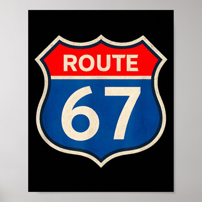 Affiche Retro Route 67 Meme Six Seven Aura Energy Number 6 (Devant)