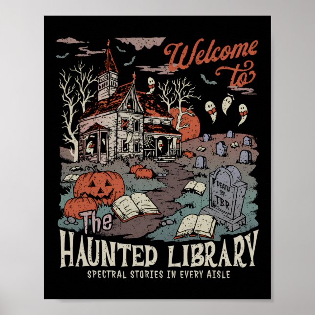 Affiche Retro Salem Bienvenue À La Librairie Haunted Booki (Devant)