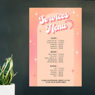 Affiche Retro Salon de Beauté Pêche & Pink Liste des prix