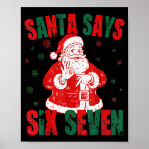 Affiche Retro Santa dit Six Sept 67 Meme Noël