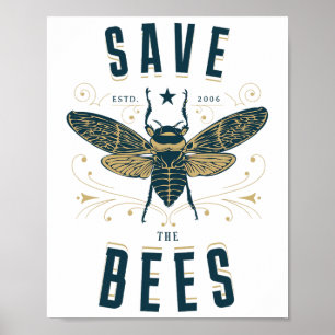 Affiche Rétro Sauvez Les Abeilles Apiary Chemise Bee Beeke